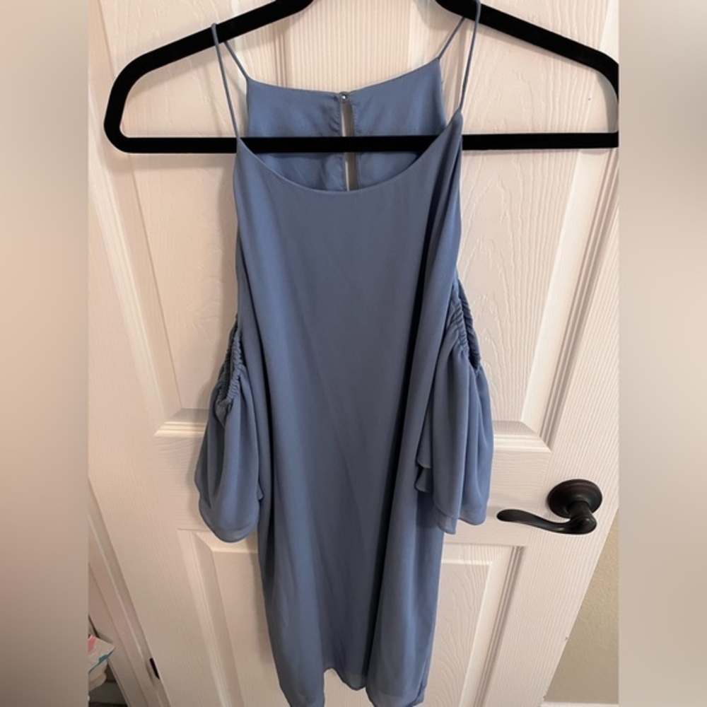 Cold shoulder cornflower blue dress